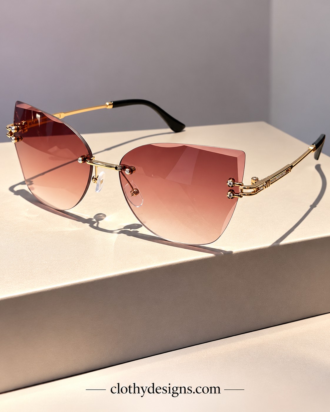 Women’s Rimless Cat Eye Sunglasses – Gradient Lens UV400 Protection Fashion Party Shades